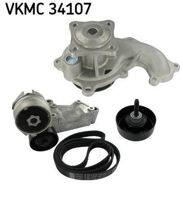 Bomba de agua + kit de correa poli V (Bomba de agua + kit correas de accesorios) SKF ref. VKMC 34107
